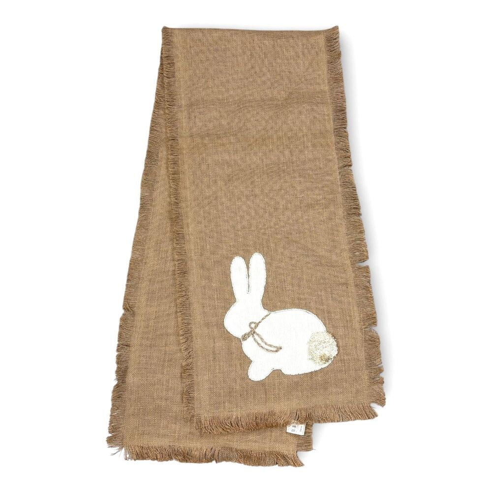 Pier 1 Imports Jute Burlap Bunny Table Runner 72” Easter Spring Farmhouse Decor